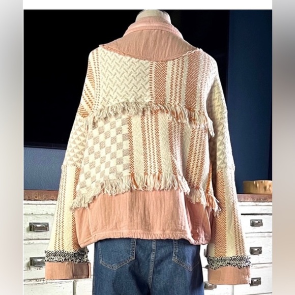Free People Everything Nice Sugar Rose Pink Fringe Jacket M NWT - Picture 14 of 16